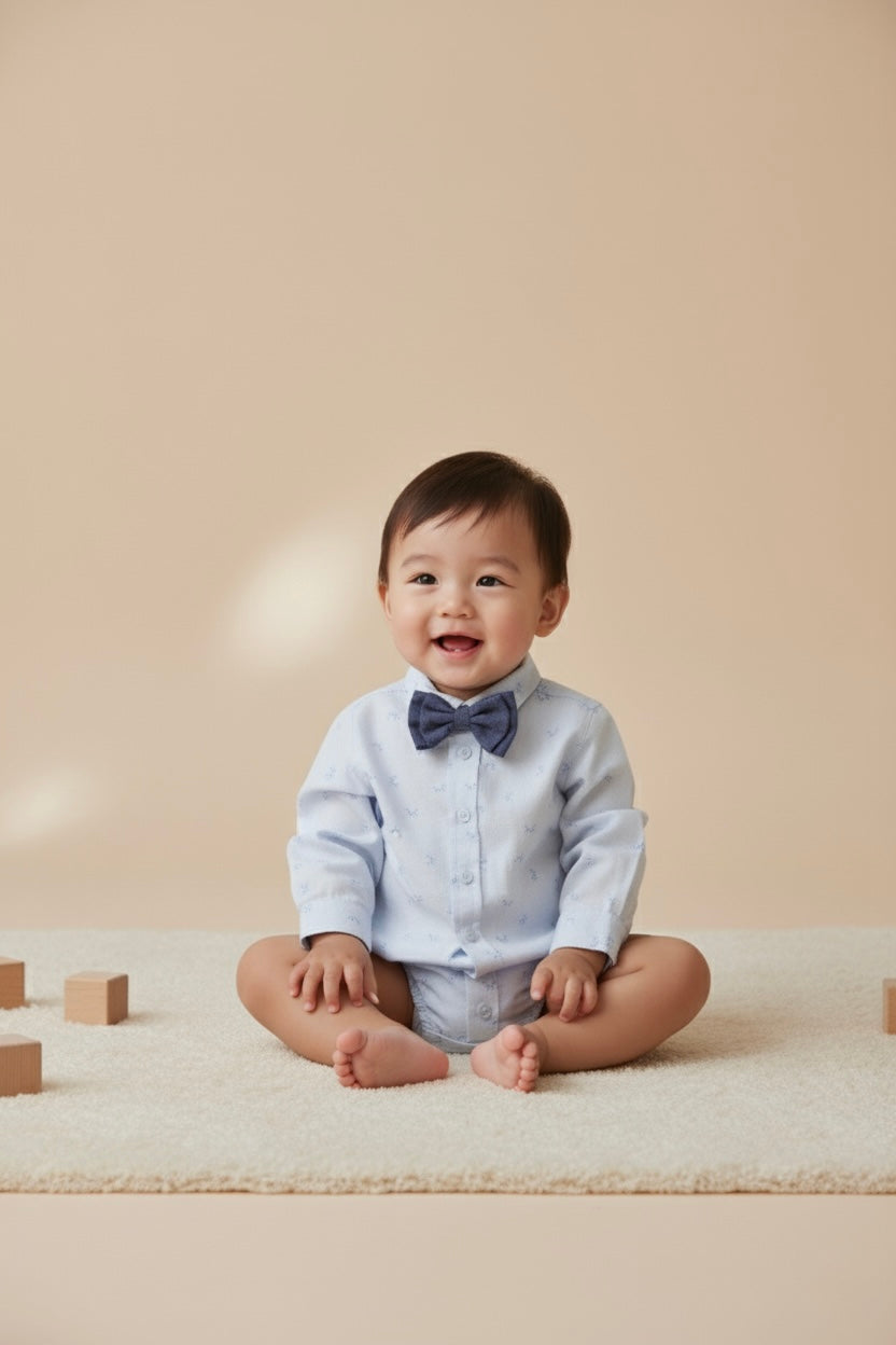 Dapper Bowtie Romper Honey and Hive
