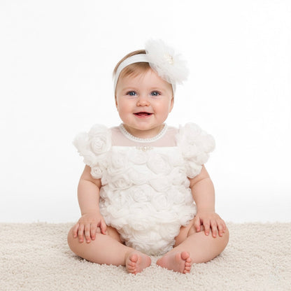 Pearl Rose White Romper Honey and Hive