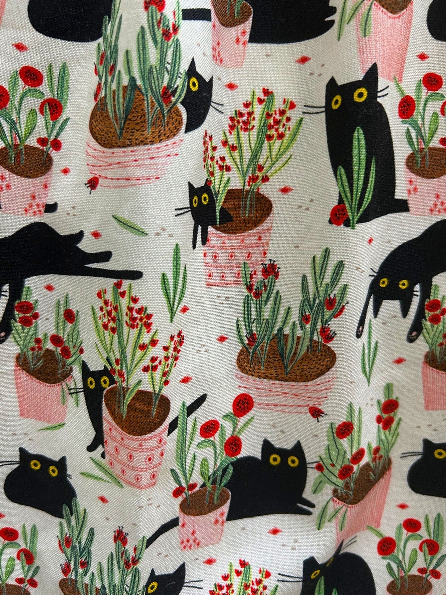 Cats & Plants Collared Dress - Plus Sizes only Retrolicious