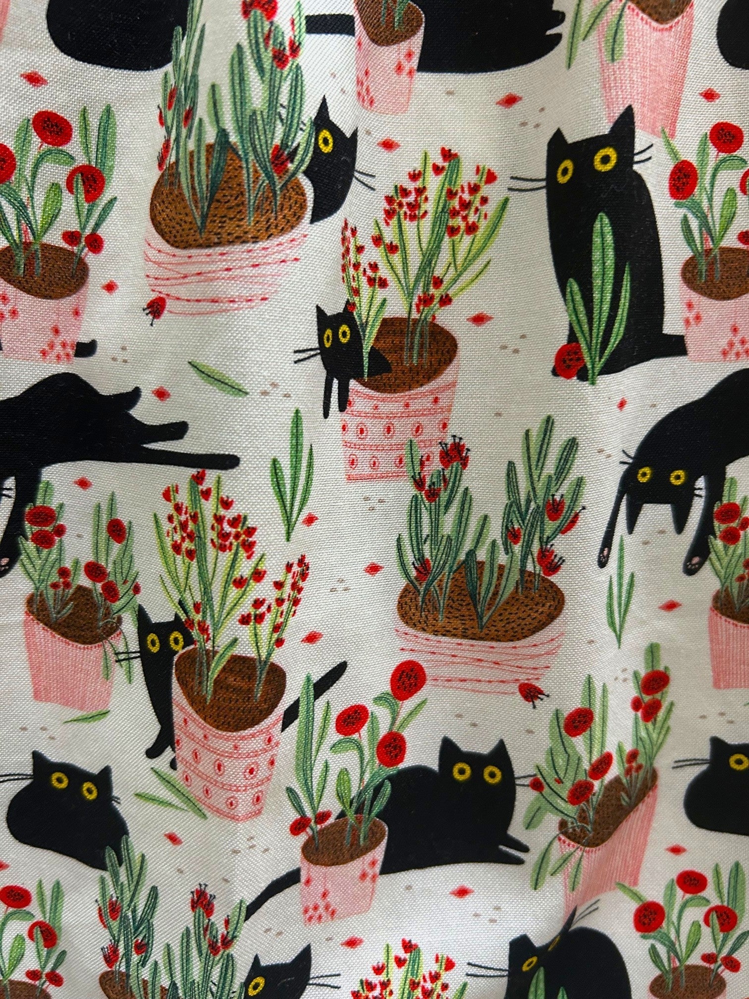 Cats & Plants Collared Dress - Plus Sizes only Retrolicious