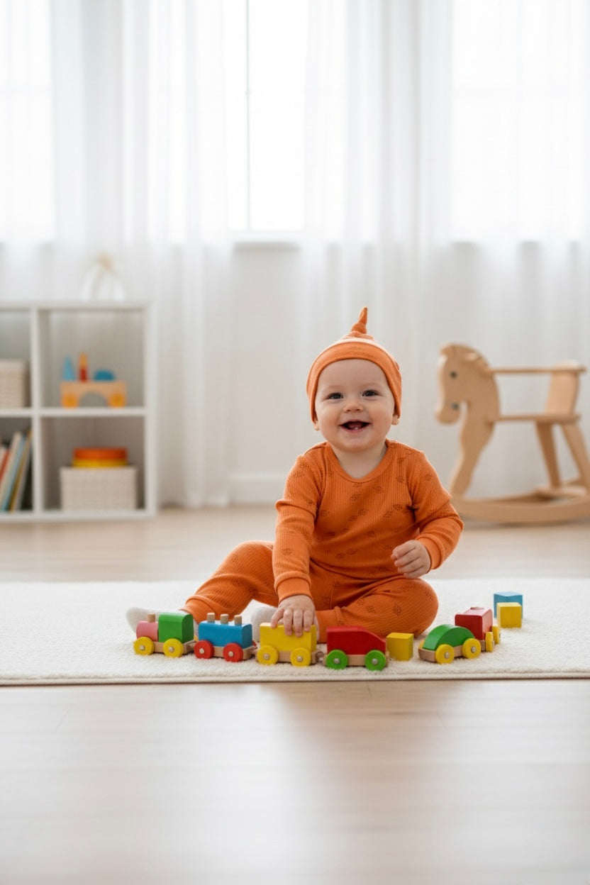 Three Piece Orange Elephant Set Honey and Hive