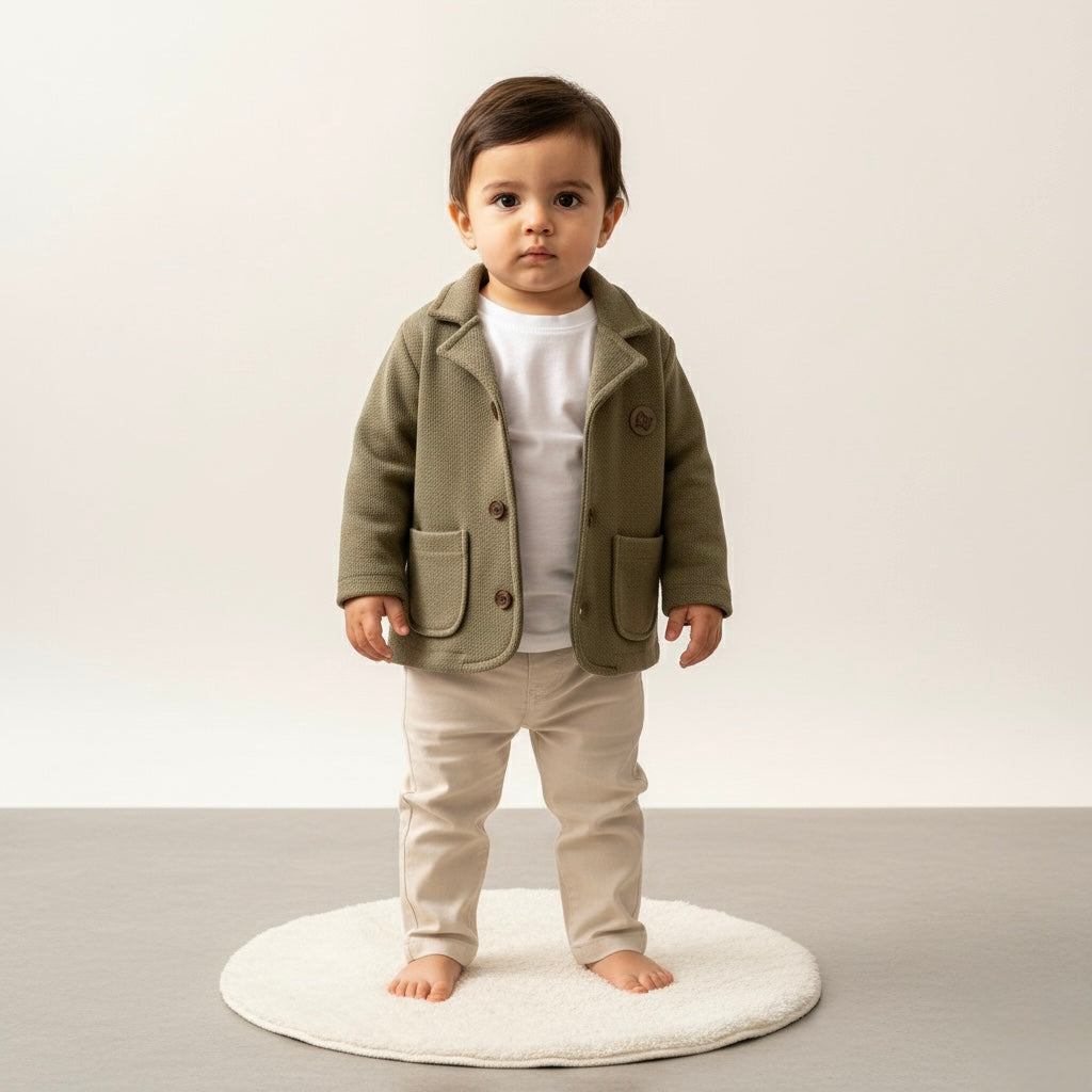 Olive Knitted Button-Up Jacket Honey and Hive