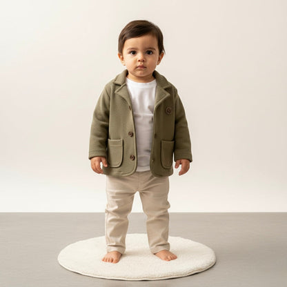Olive Knitted Button-Up Jacket Honey and Hive