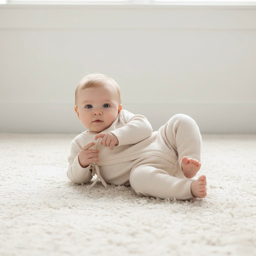 Knit Heirloom Organic Kimono-Cream Honey and Hive