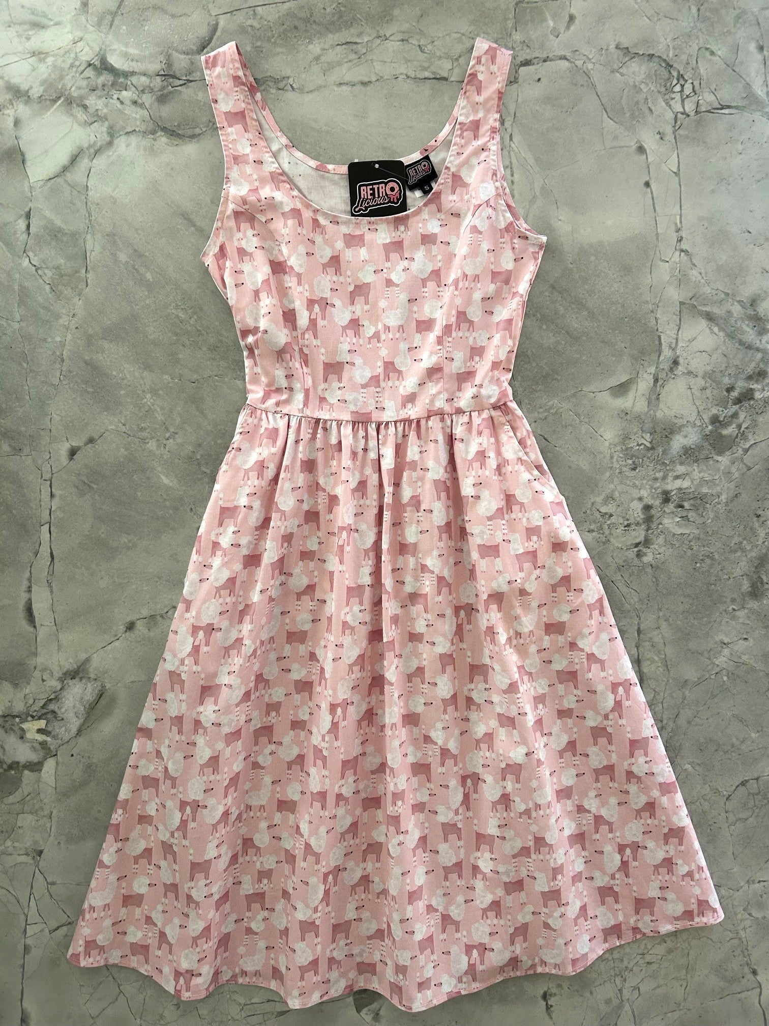 Pink Poodles Fit & Flare Dress Retrolicious