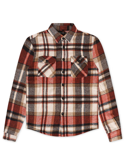 Silent Chapters Motive Flannel - Orange Multi Denim Exchange