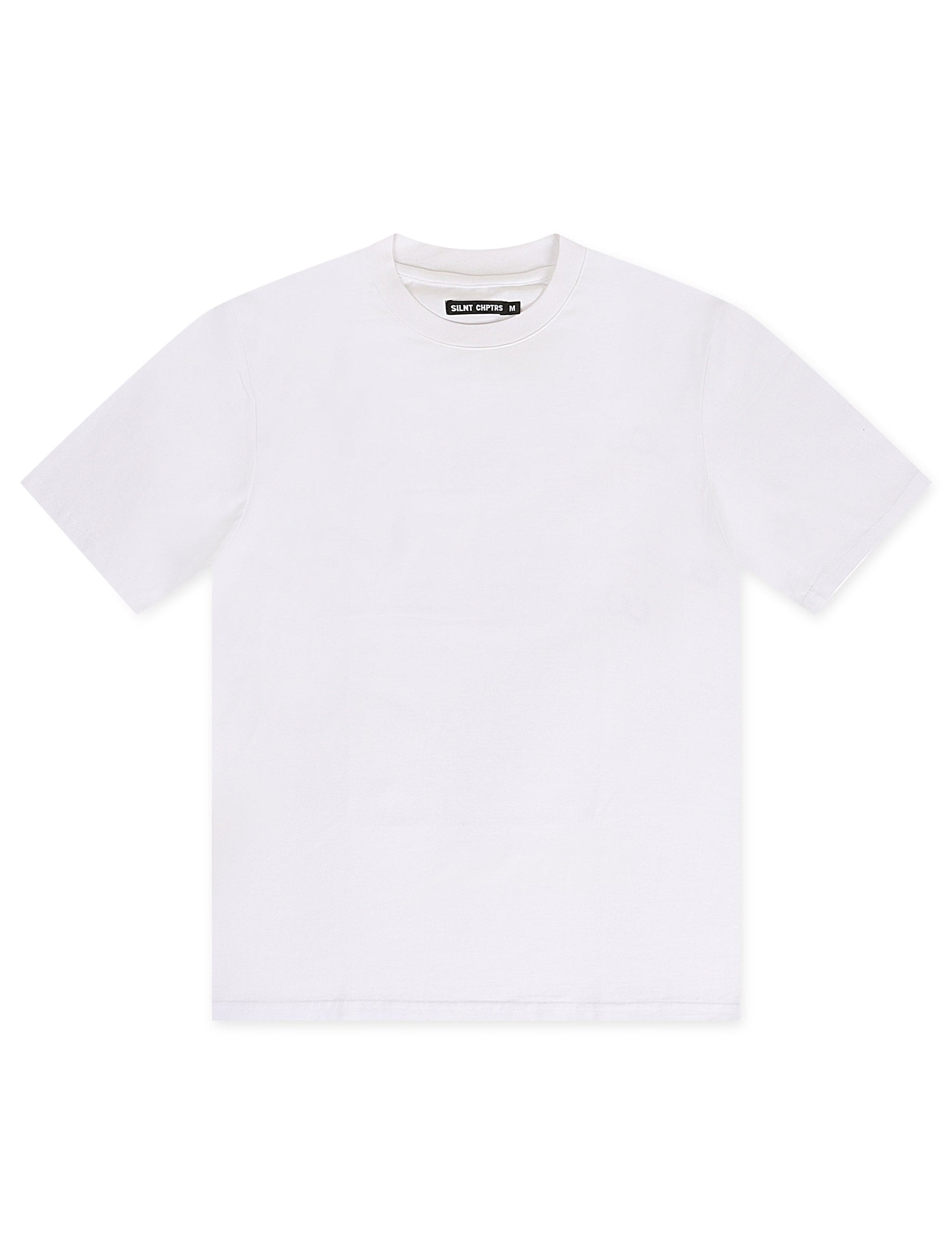 Silent Chapters Point Blank Oversized Tee - White Denim Exchange