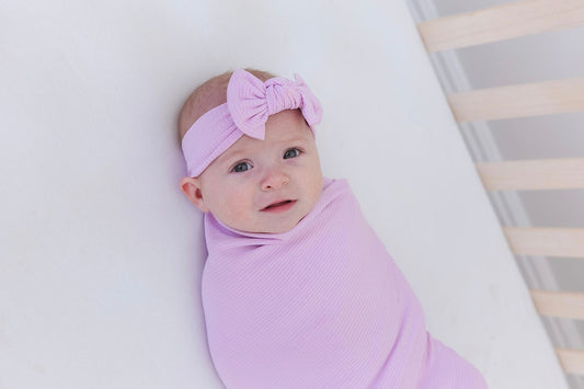 (SOLID, ribbed) Saltwater Princess - Swaddle Set Blush Lotus