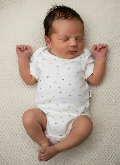 Cream Short Sleeve Organic Bodysuit Honey and Hive