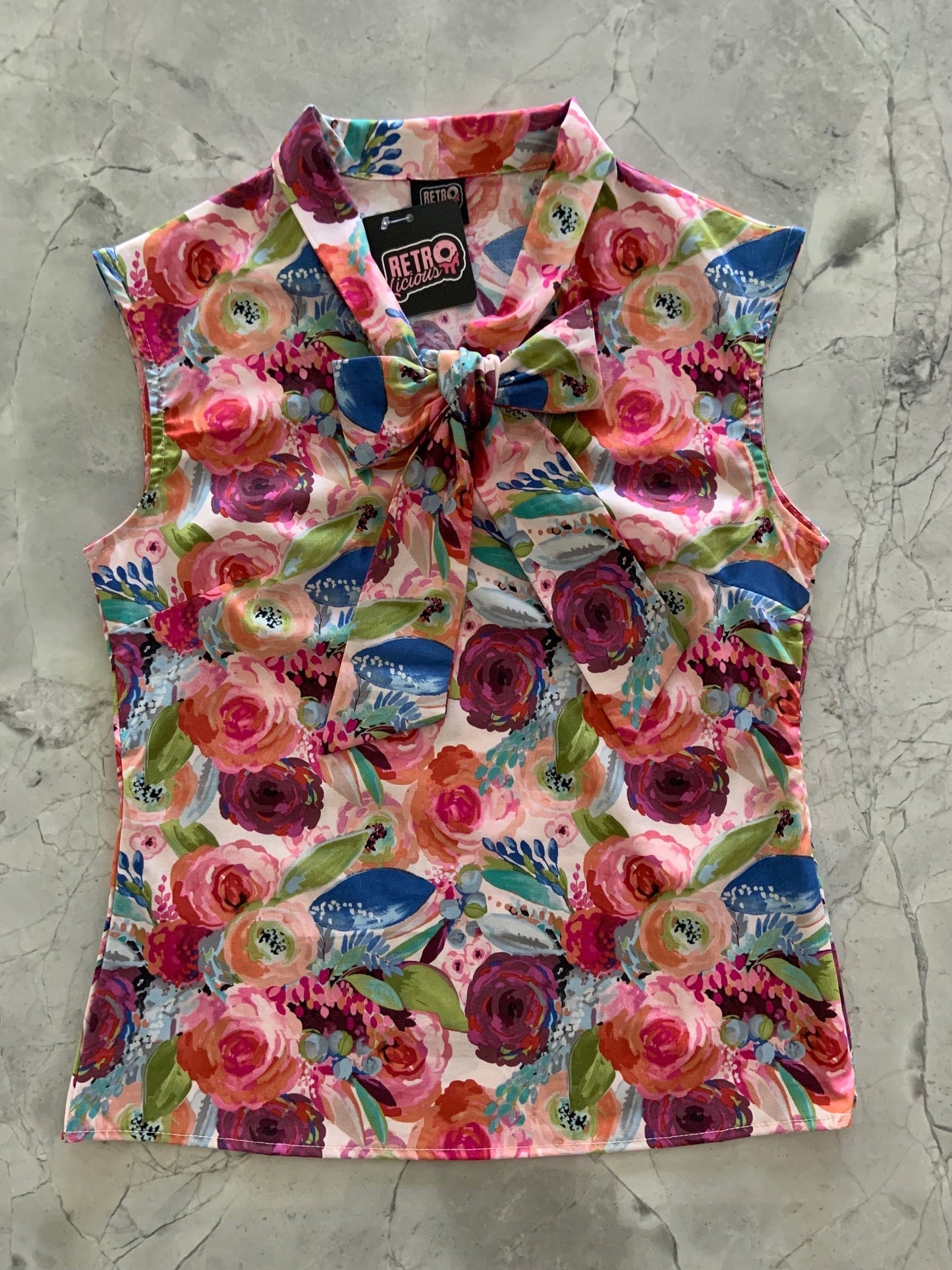Watercolor Floral Bow Top - XS only, 1 left! Retrolicious