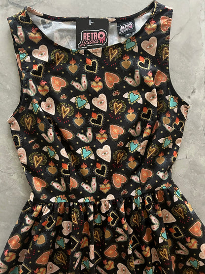 Flaming Hearts Midi Dress Retrolicious