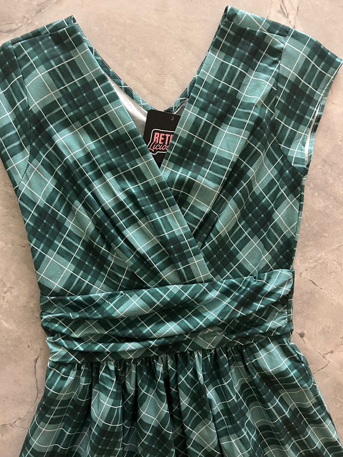 Green Plaid Greta Dress - Plus Sizes only Retrolicious