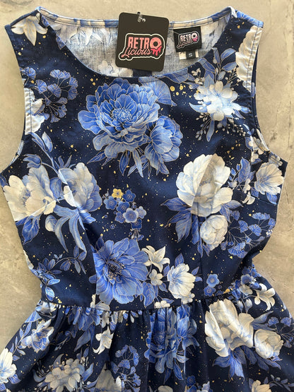 Metallic Floral Vintage Dress - Large Only Retrolicious