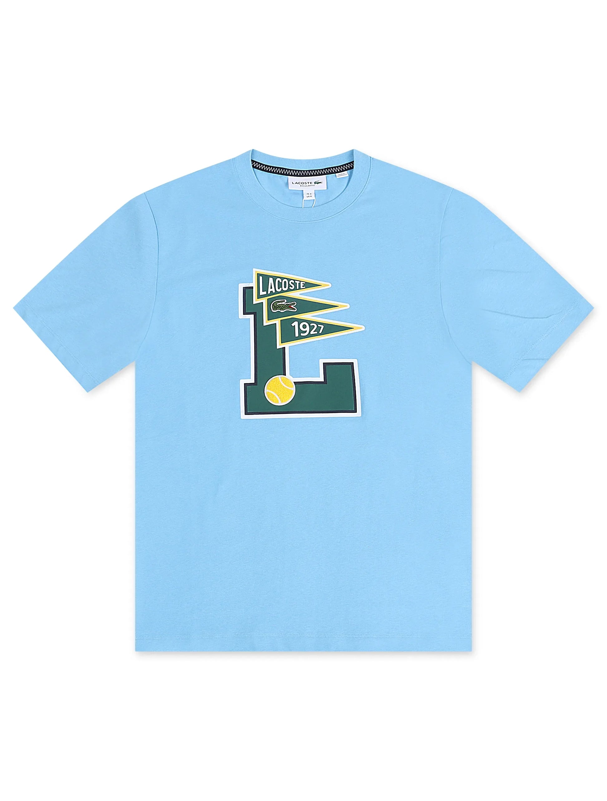 Lacoste Regular Fit Pennants Tee - Light Blue Denim Exchange
