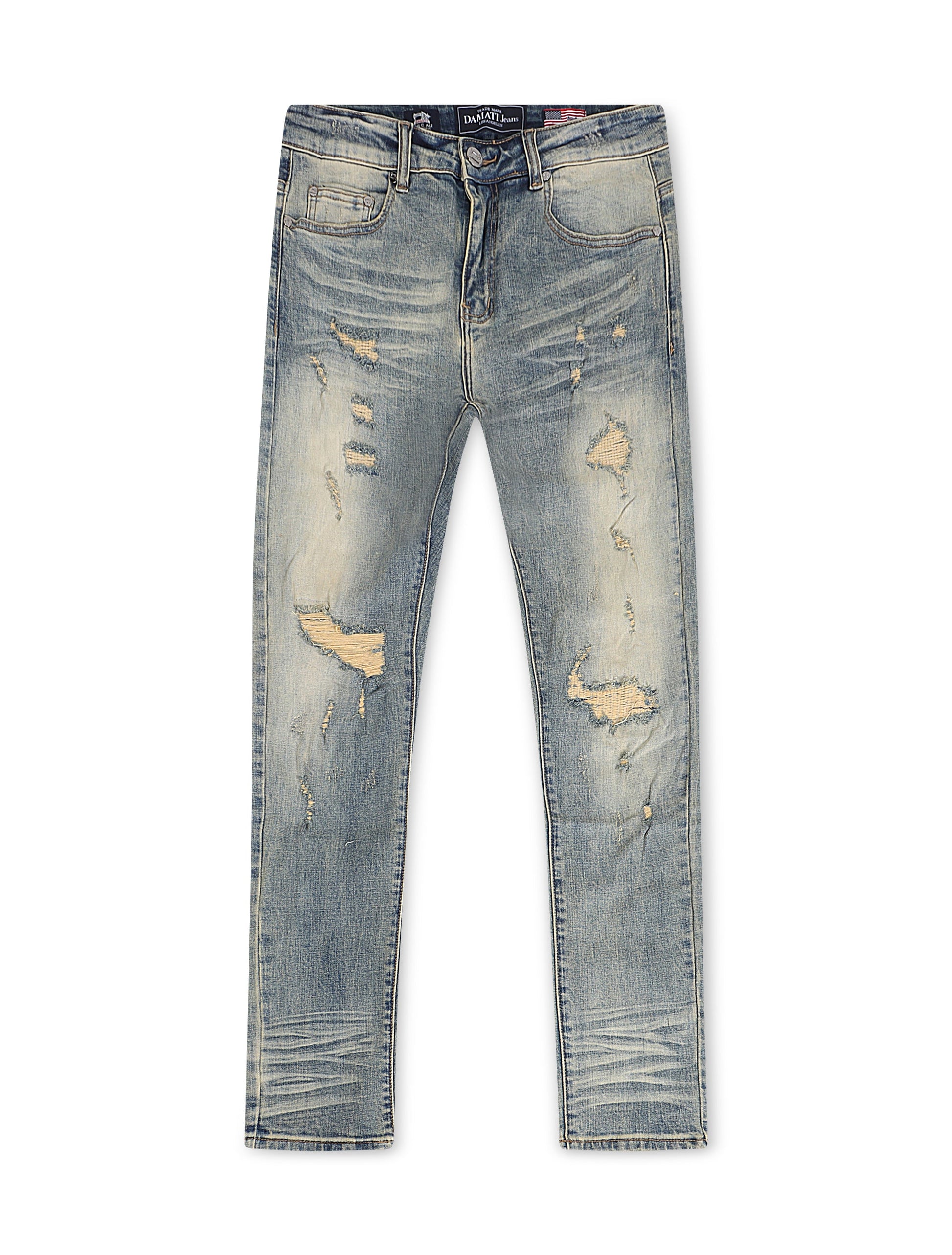 Damati  Slim Fit Stretch Jeans - Blue Vintage Wash Denim Exchange