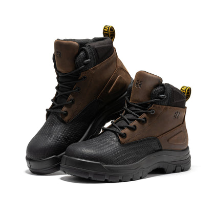 ROCKROOSTER Marfa Brown 6 Inch Waterproof Composite Toe Leather Work Boots CP210 Rock Rooster Footwear Inc