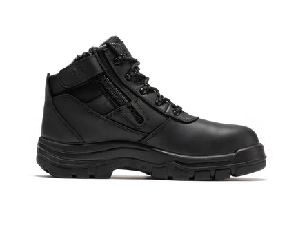ROCKROOSTER Avalon Black 6 Inch Zip-sided Composite toe Leather Work Boots CP213BK Rock Rooster Footwear Inc