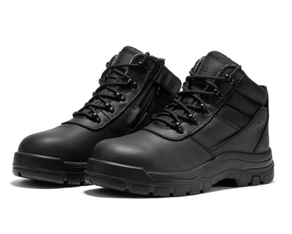 ROCKROOSTER Avalon Black 6 Inch Zip-sided Composite toe Leather Work Boots CP213BK Rock Rooster Footwear Inc