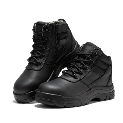 ROCKROOSTER Avalon Black 6 Inch Zip-sided Composite toe Leather Work Boots CP213BK Rock Rooster Footwear Inc