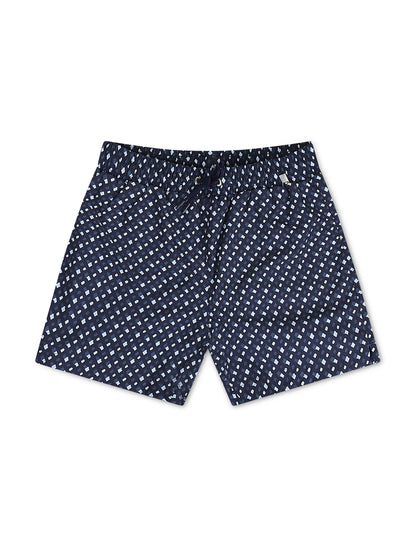 Boss Monogram Print Swim Shorts - Blue Denim Exchange
