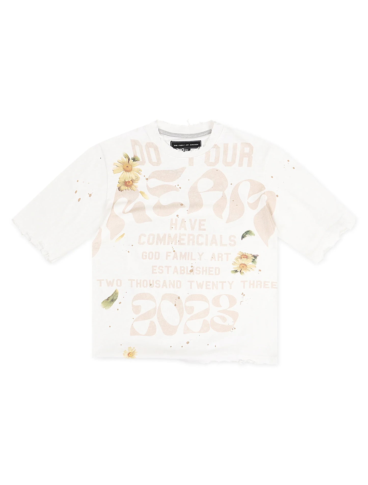 GFA Manassehy Peach Pit Knit Cropped Tee - White Denim Exchange