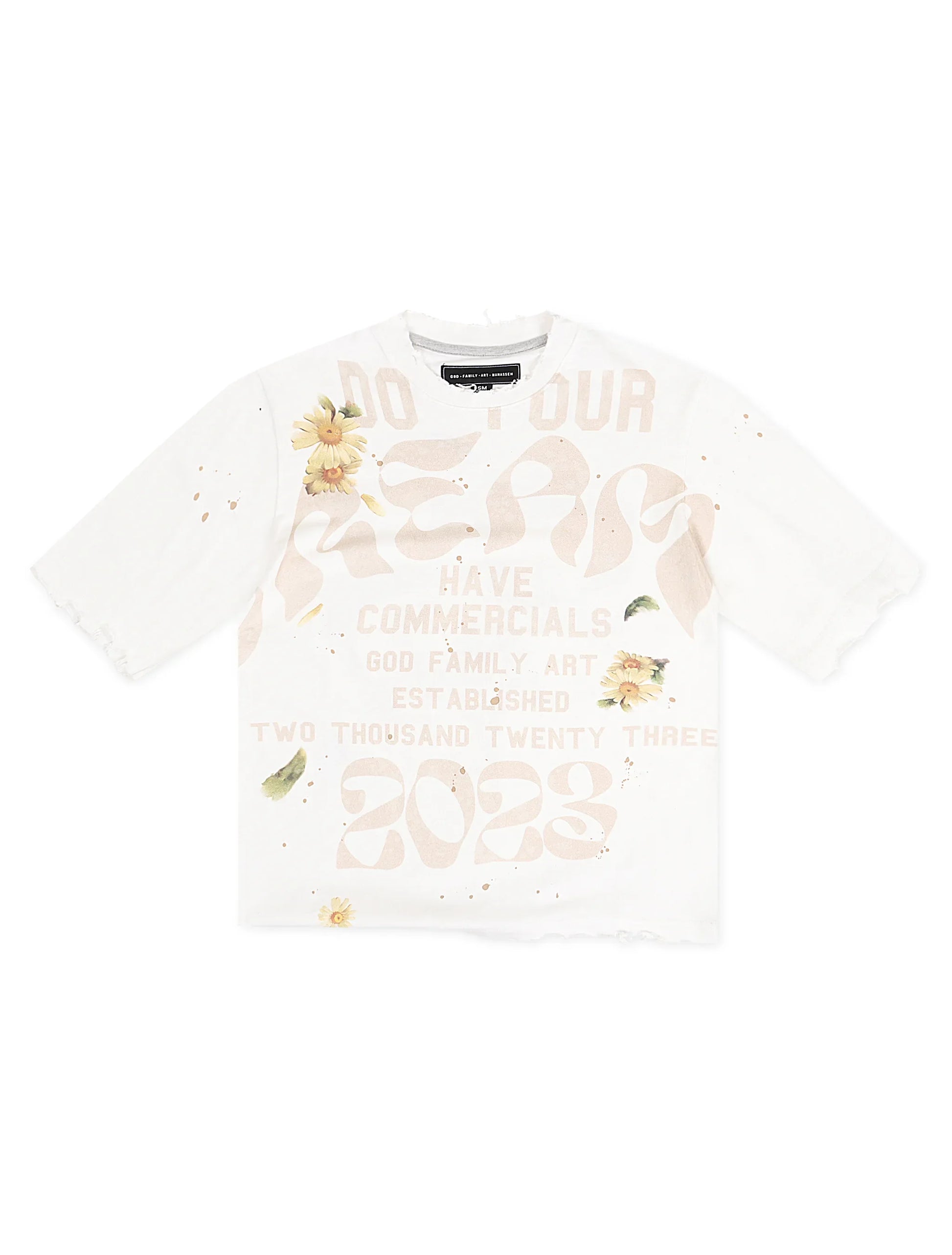 GFA Manassehy Peach Pit Knit Cropped Tee - White Denim Exchange