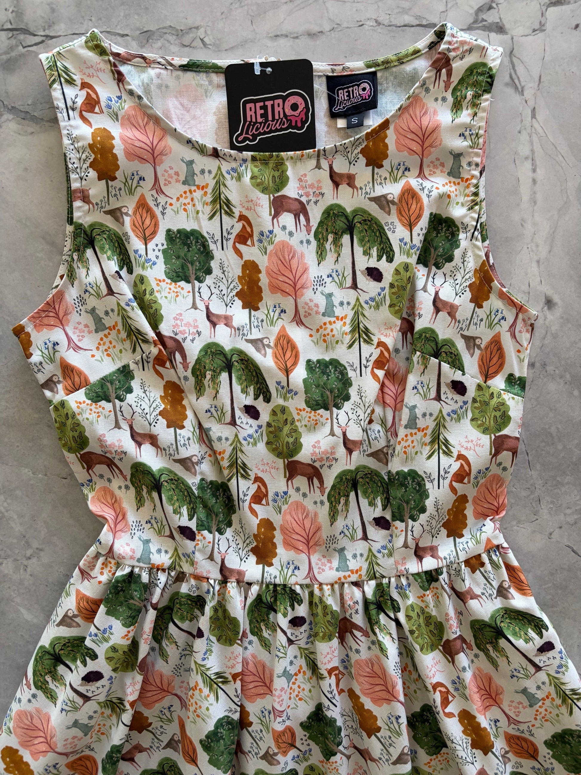Woodland Vintage Dress in Cream Retrolicious