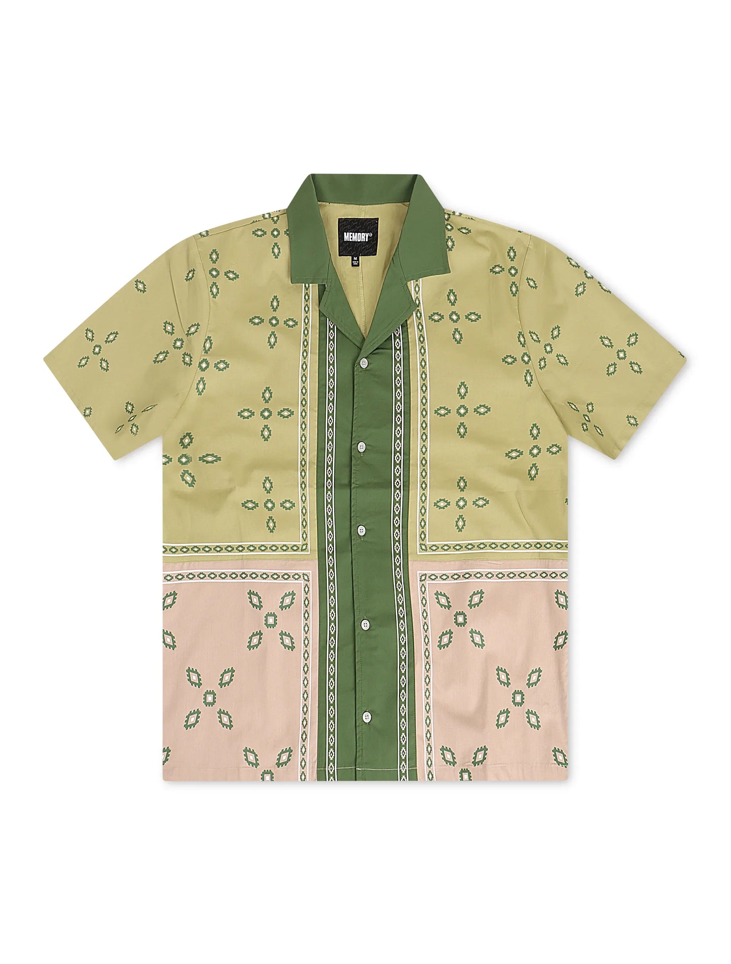 Memory Lane Patch Work Button Up Shirt - Khaki Denim Exchange