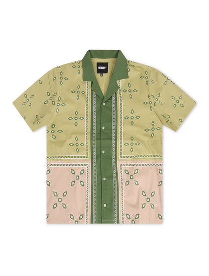 Memory Lane Patch Work Button Up Shirt - Khaki Denim Exchange
