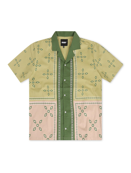 Memory Lane Patch Work Button Up Shirt - Khaki Denim Exchange
