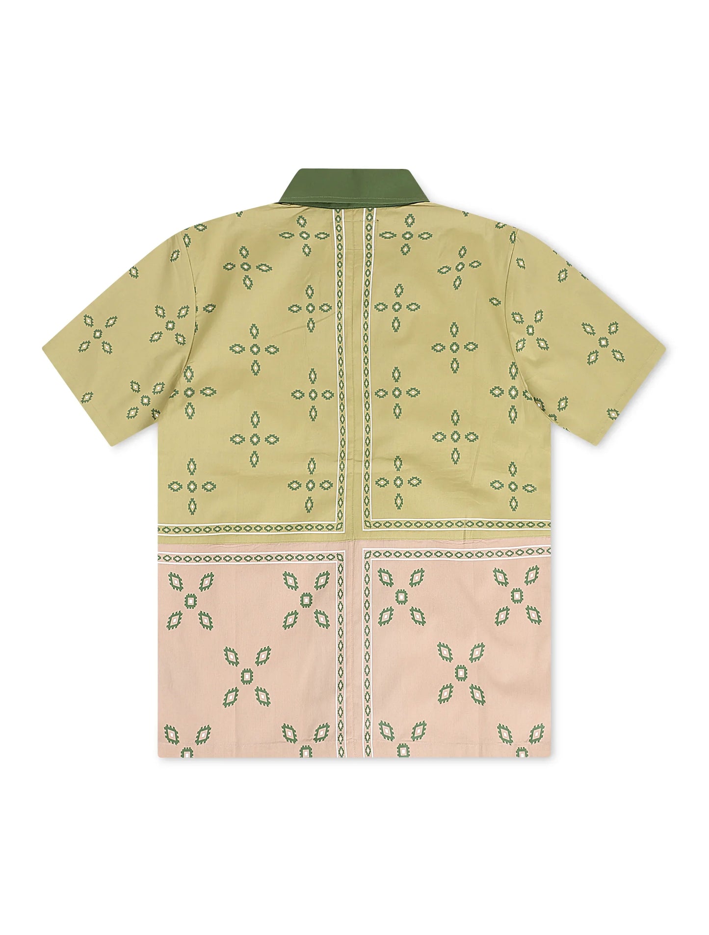 Memory Lane Patch Work Button Up Shirt - Khaki Denim Exchange