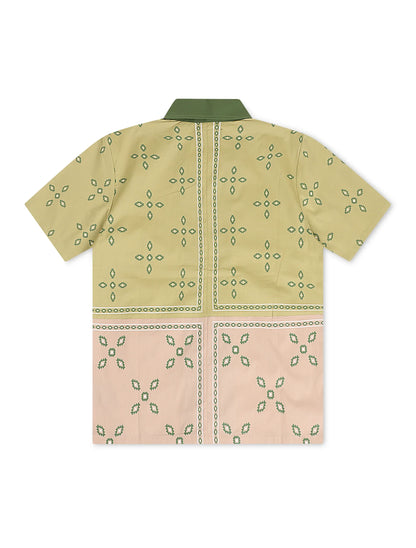 Memory Lane Patch Work Button Up Shirt - Khaki Denim Exchange