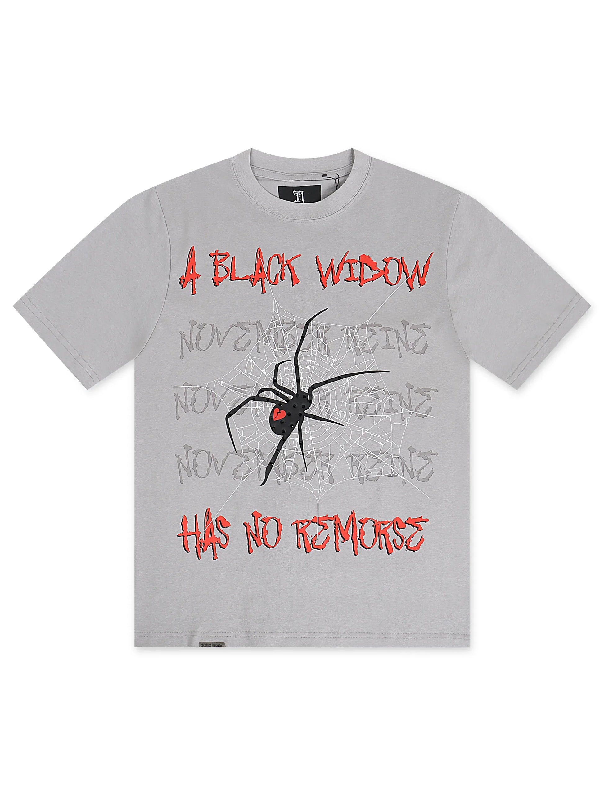 November Reine A Black Widow Heavyweight Tee With Stones - Grey Denim Exchange