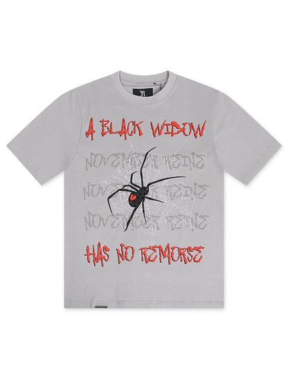 November Reine A Black Widow Heavyweight Tee With Stones - Grey Denim Exchange