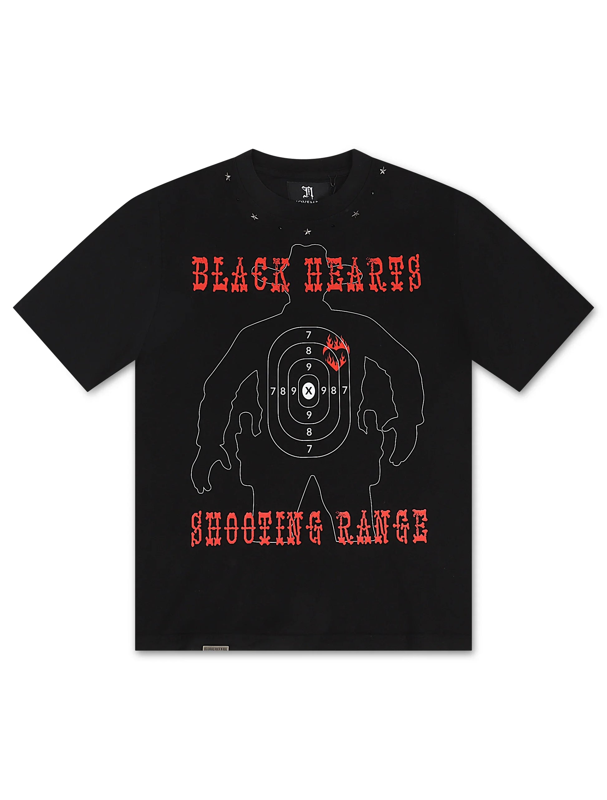 November Reine Black Hearts  Heavyweight Tee - Black/Red Denim Exchange