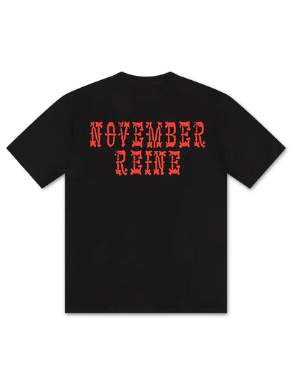 November Reine Black Hearts  Heavyweight Tee - Black/Red Denim Exchange