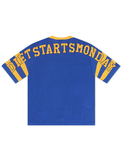 Diet Starts Monday Cropped Knit Jersey - Blue/Yellow Denim Exchange