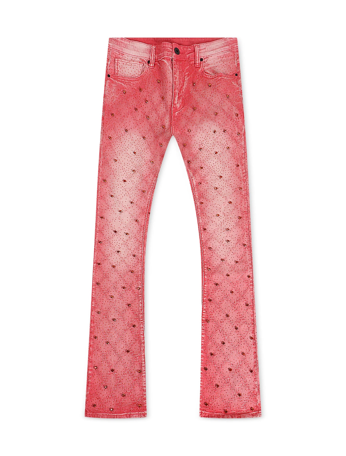 Vicious Denim Rhinestone Flare Jeans - Pink Denim Exchange