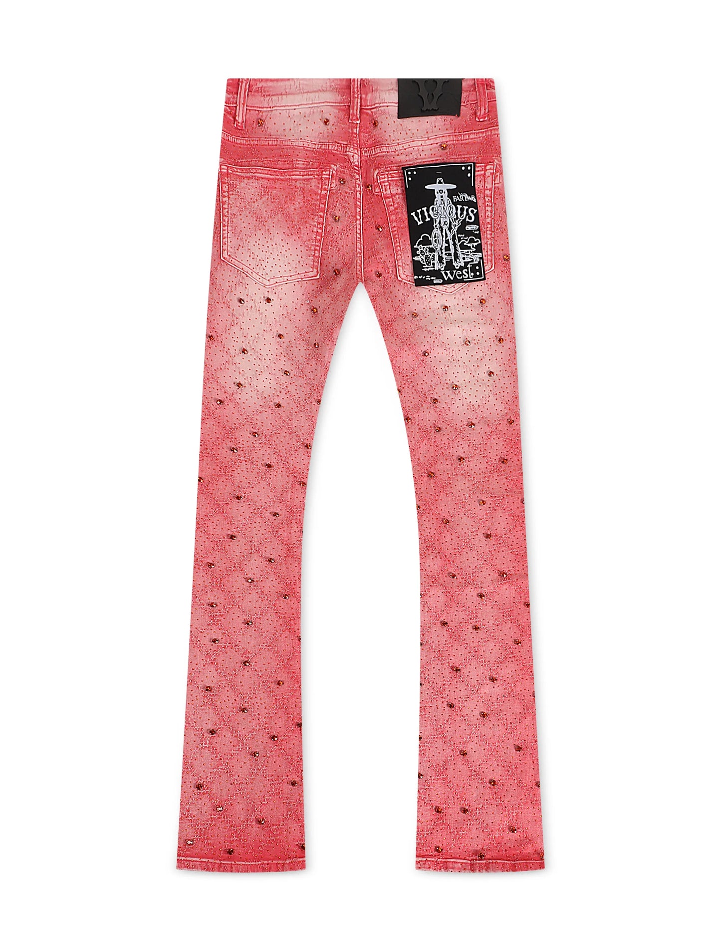 Vicious Denim Rhinestone Flare Jeans - Pink Denim Exchange