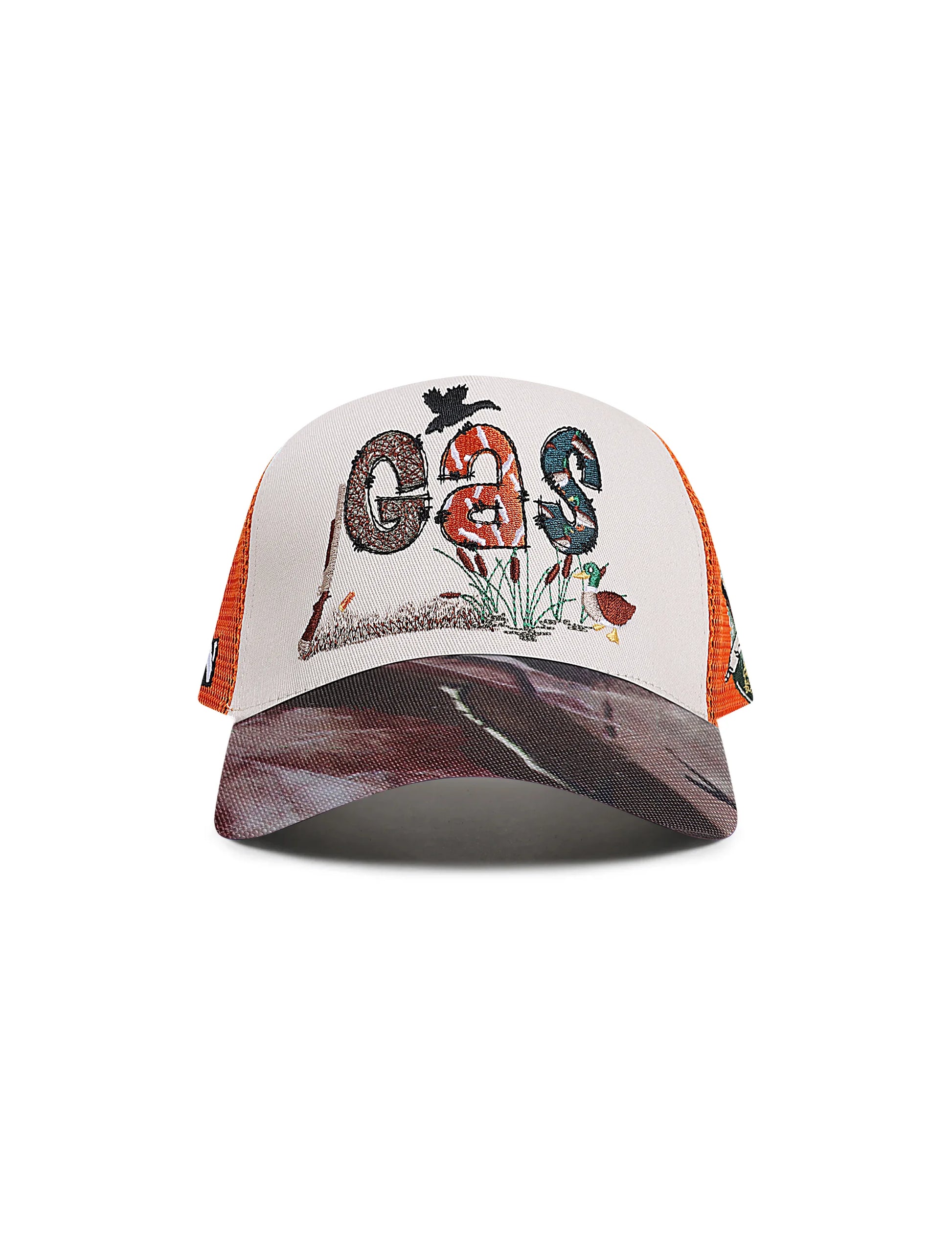 GasNYC Gas Season Trucker Hat -Cream/Orange Denim Exchange
