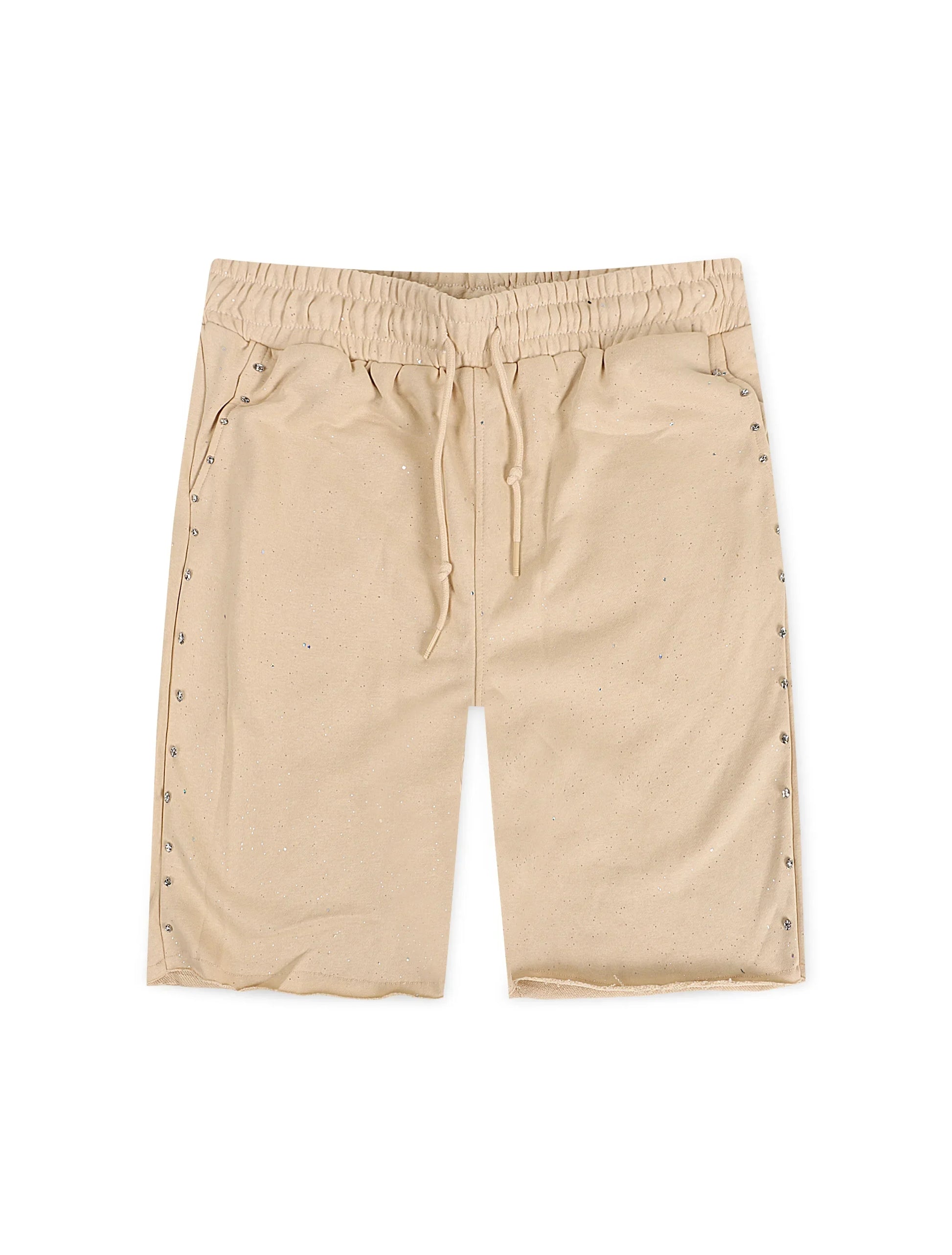 Bkys Rhinestone Shorts - Beige Denim Exchange