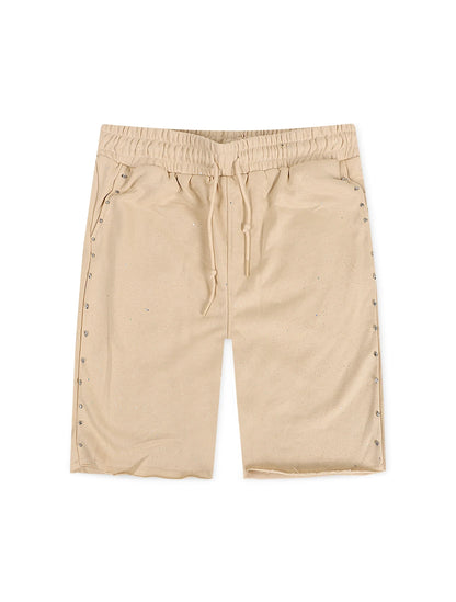 Bkys Rhinestone Shorts - Beige Denim Exchange