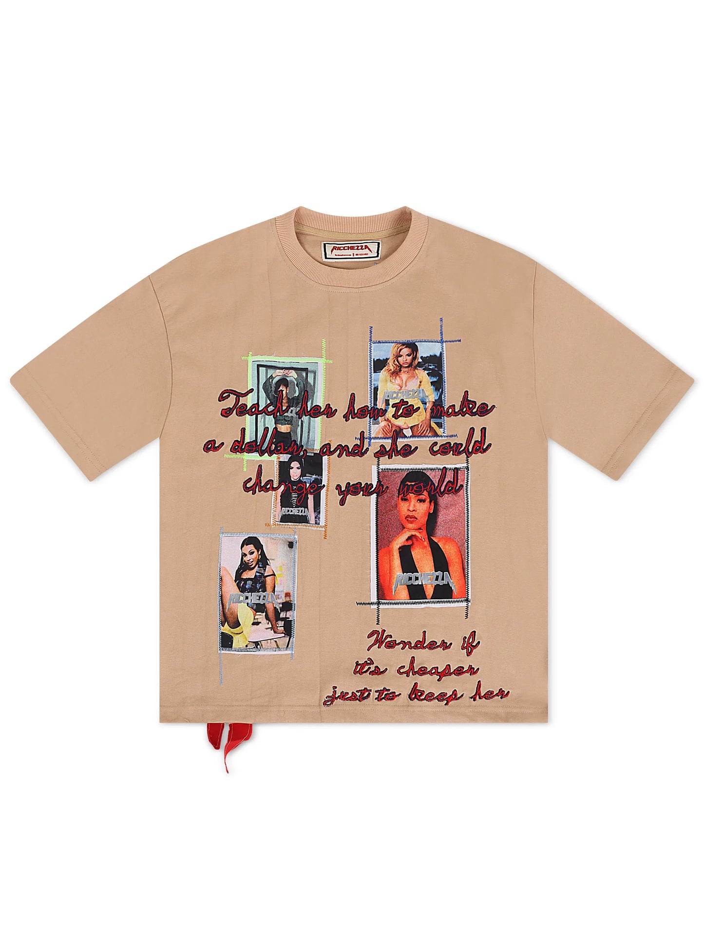 Ricchezza Cheaper to Teach Her Tee - Cream Denim Exchange
