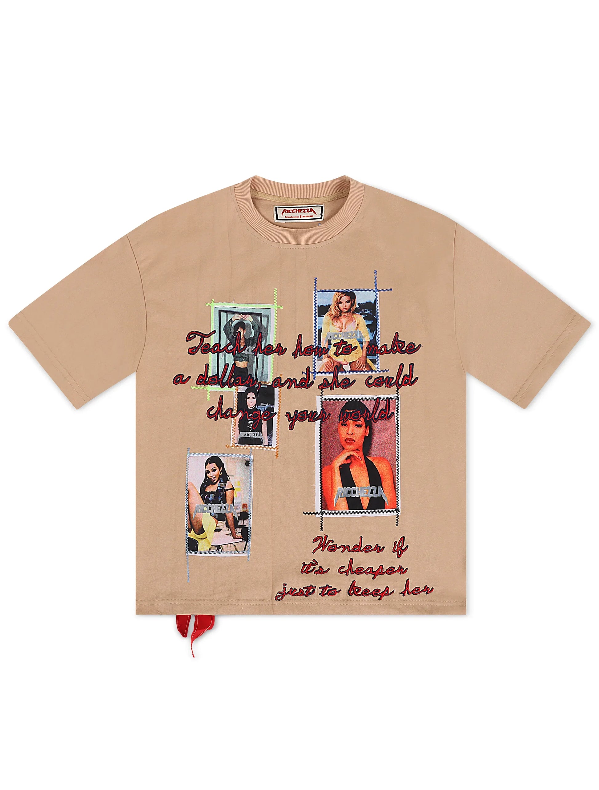 Ricchezza Cheaper to Teach Her Tee - Cream Denim Exchange