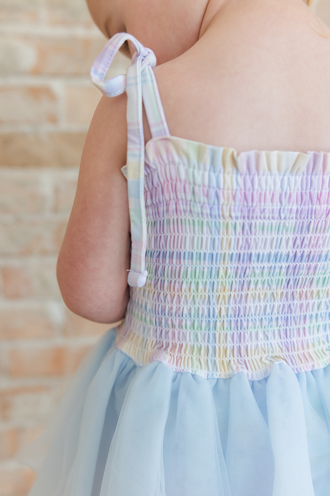 Pastel Prep - Smocked Tulle Bodysuit Dress Blush Lotus