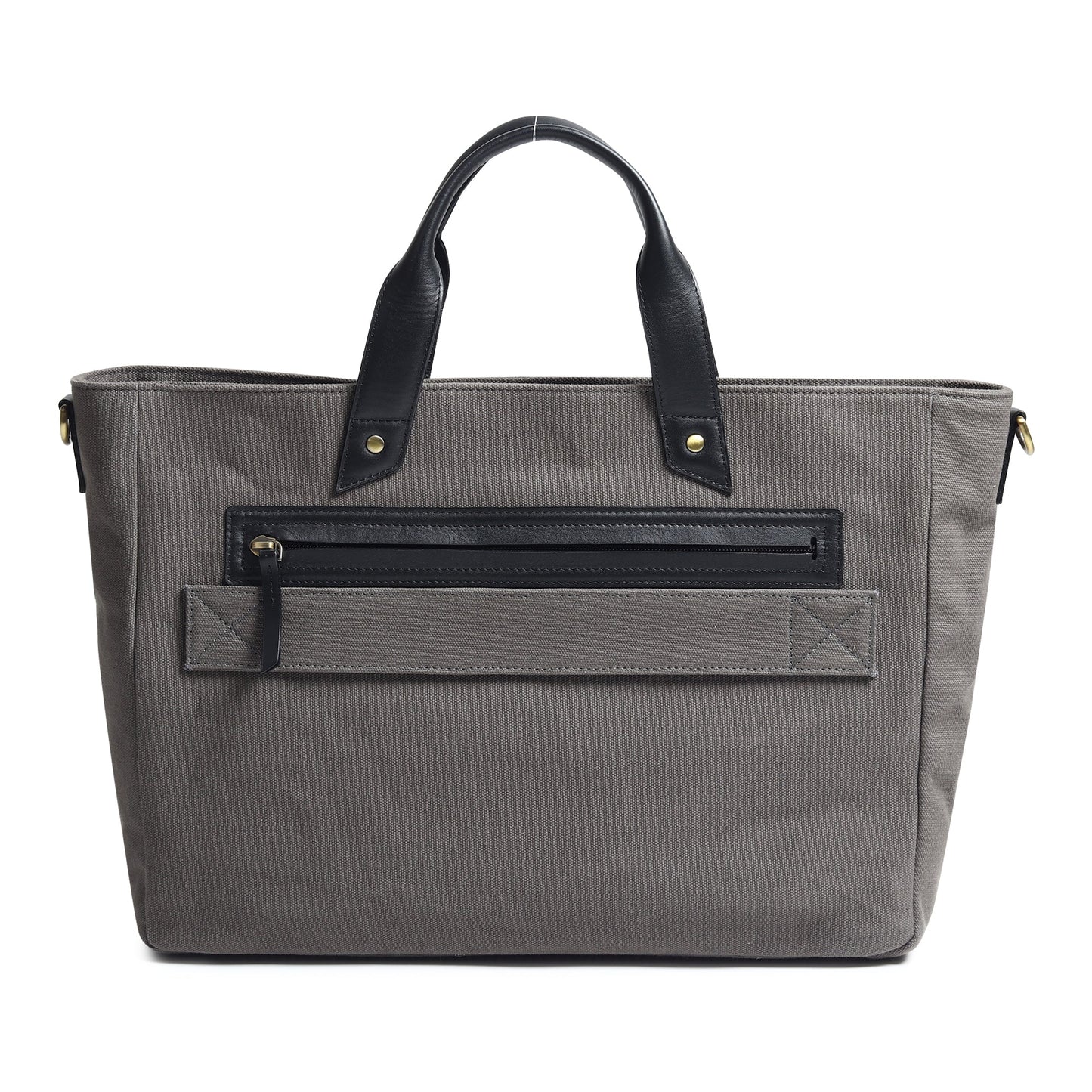 Voyager Canvas Leather Briefcase, Gray Classy Leather Bags