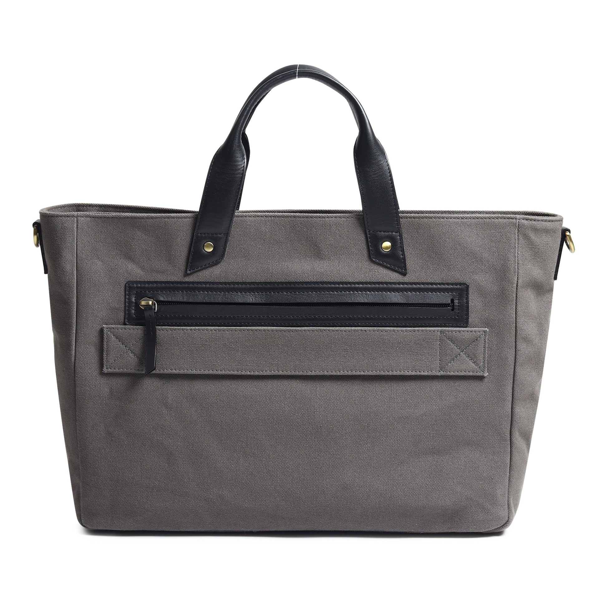 Voyager Canvas Leather Briefcase, Gray Classy Leather Bags