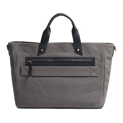Voyager Canvas Leather Briefcase, Gray Classy Leather Bags