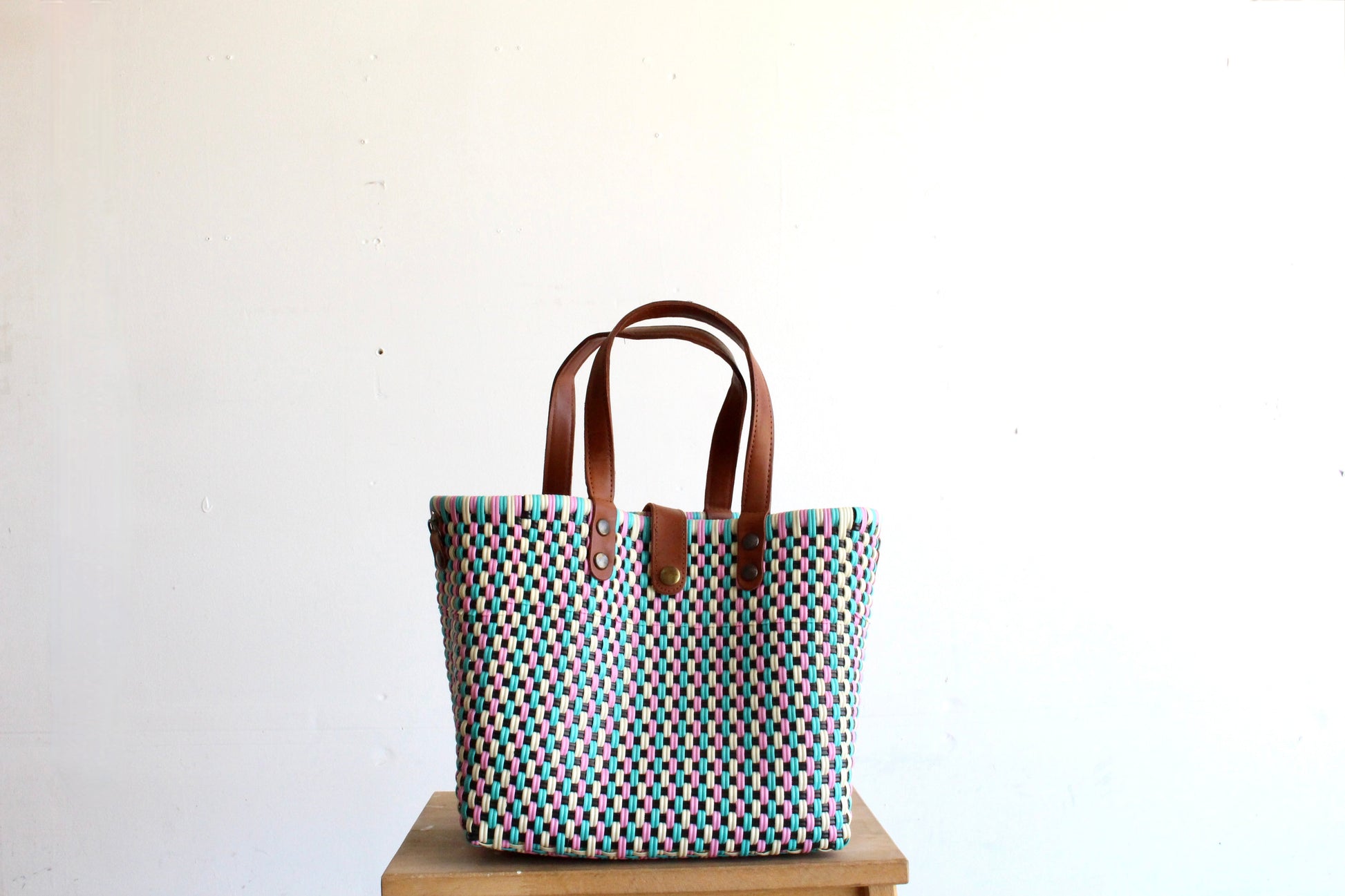 White, Black, Teal & Pink Purse bag by MexiMexi MexiMexi