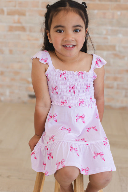Bella - Smocked Dress Blush Lotus